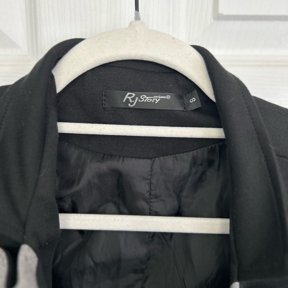 Black with Grey Trim Military Style Blazer - Picture 2 of 5